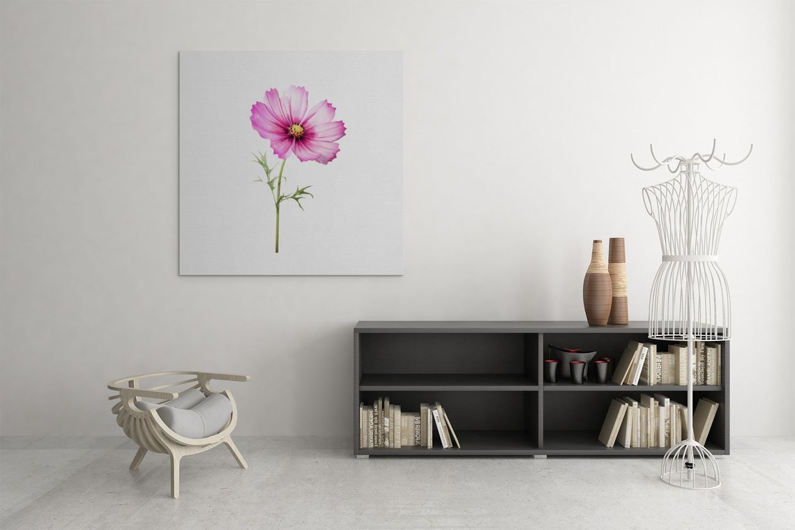Pink Cosmos Single Bloom Watercolour Botanical Flower Poster - Image 9