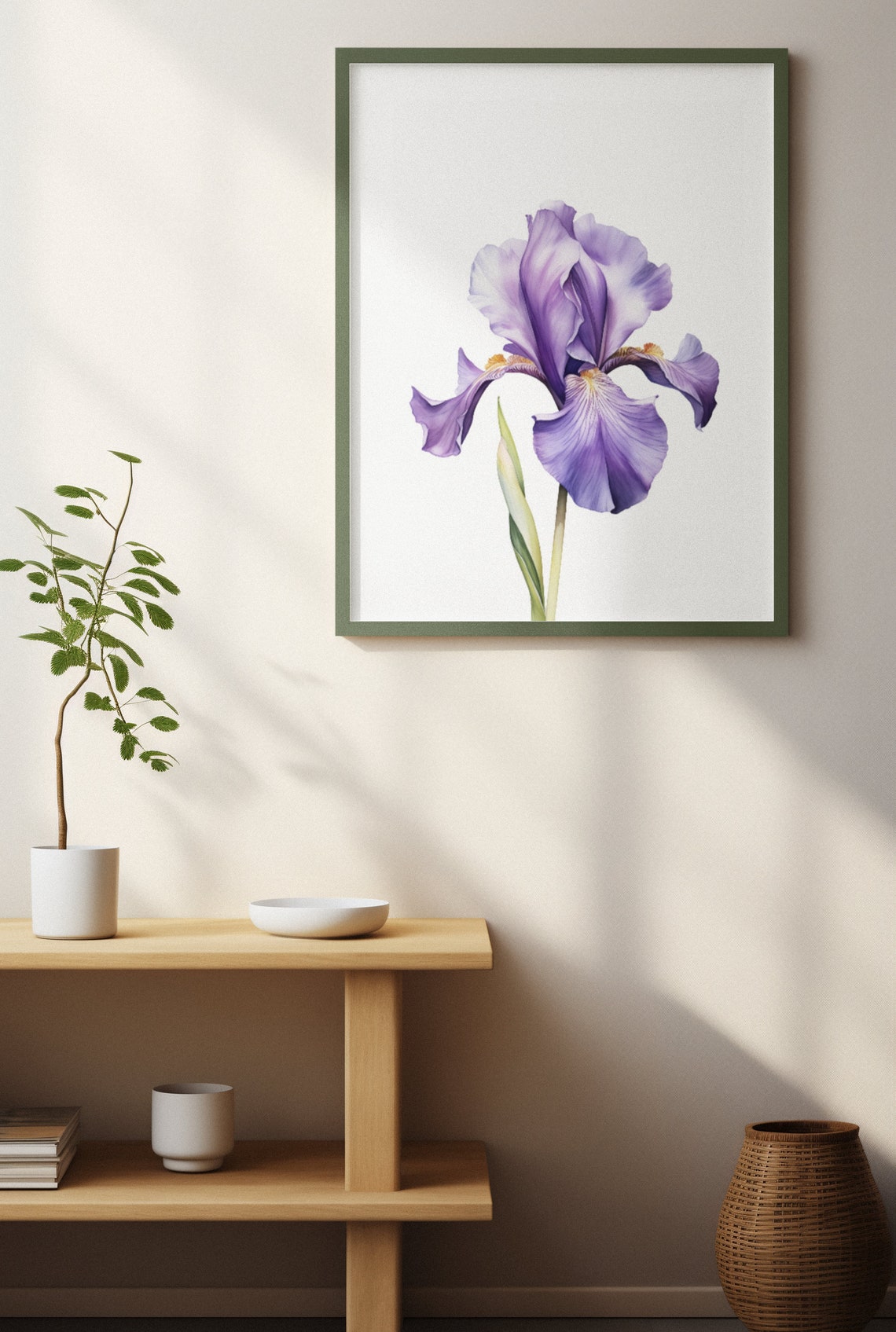 Lavender Purple Iris Single Bloom Watercolour Botanical Poster - Image 4
