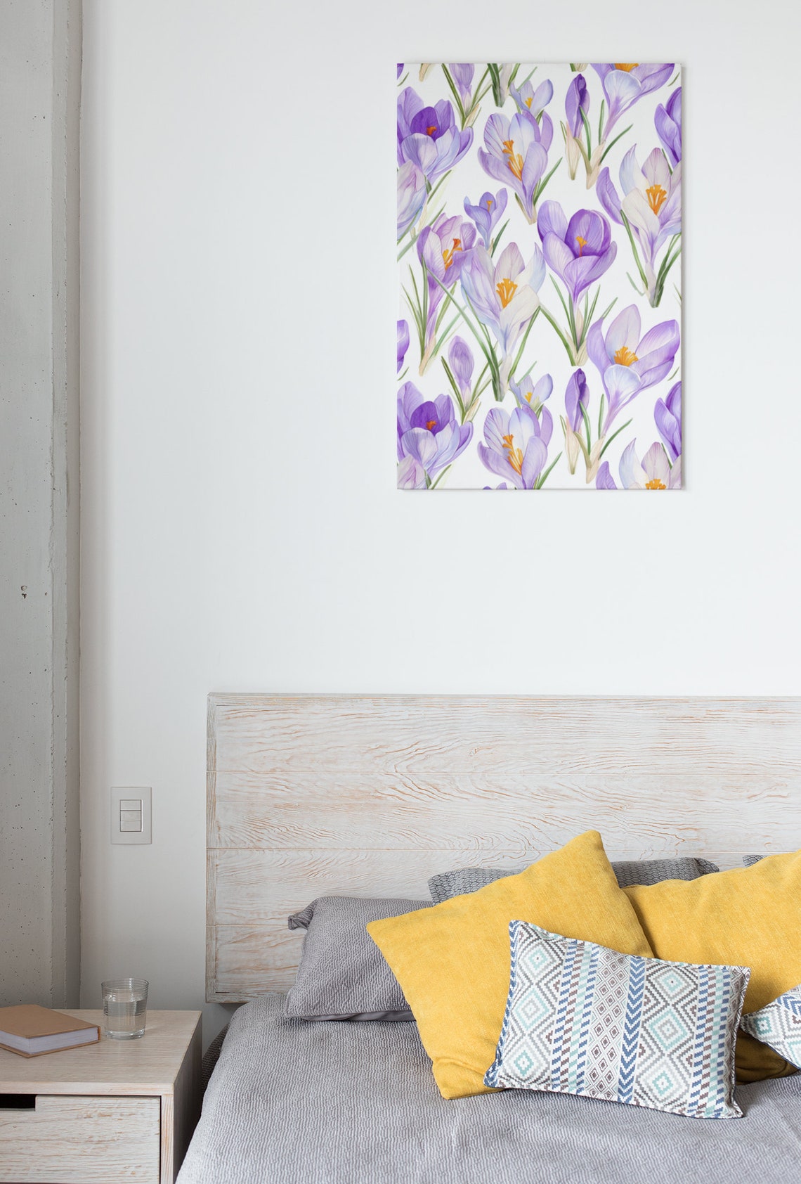 Purple Crocus Bloom Pattern Watercolour Botanical Flower Poster - Image 5