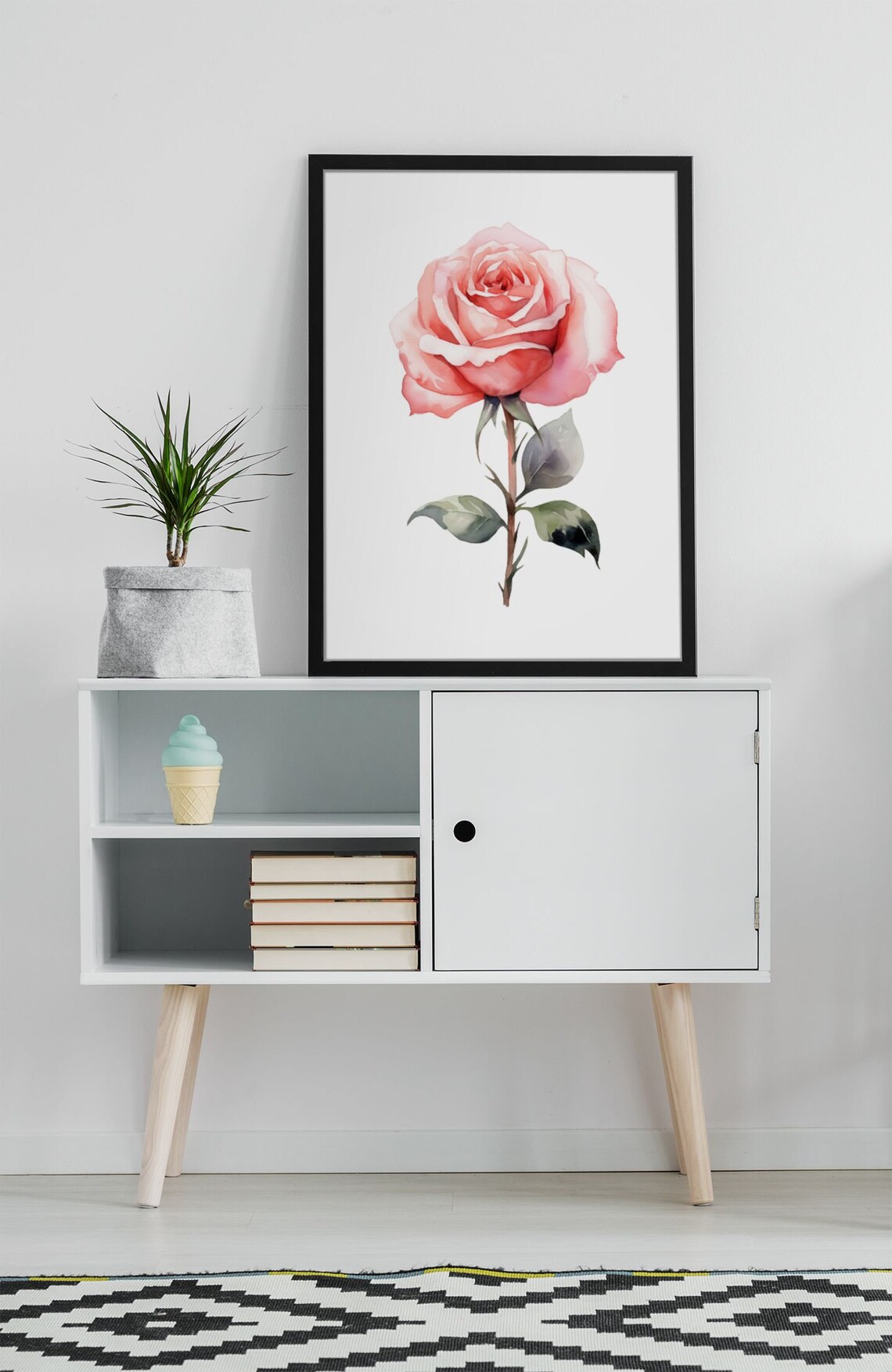 Pink Rose Watercolour Art Print, Floral Gift For Her - Image 8