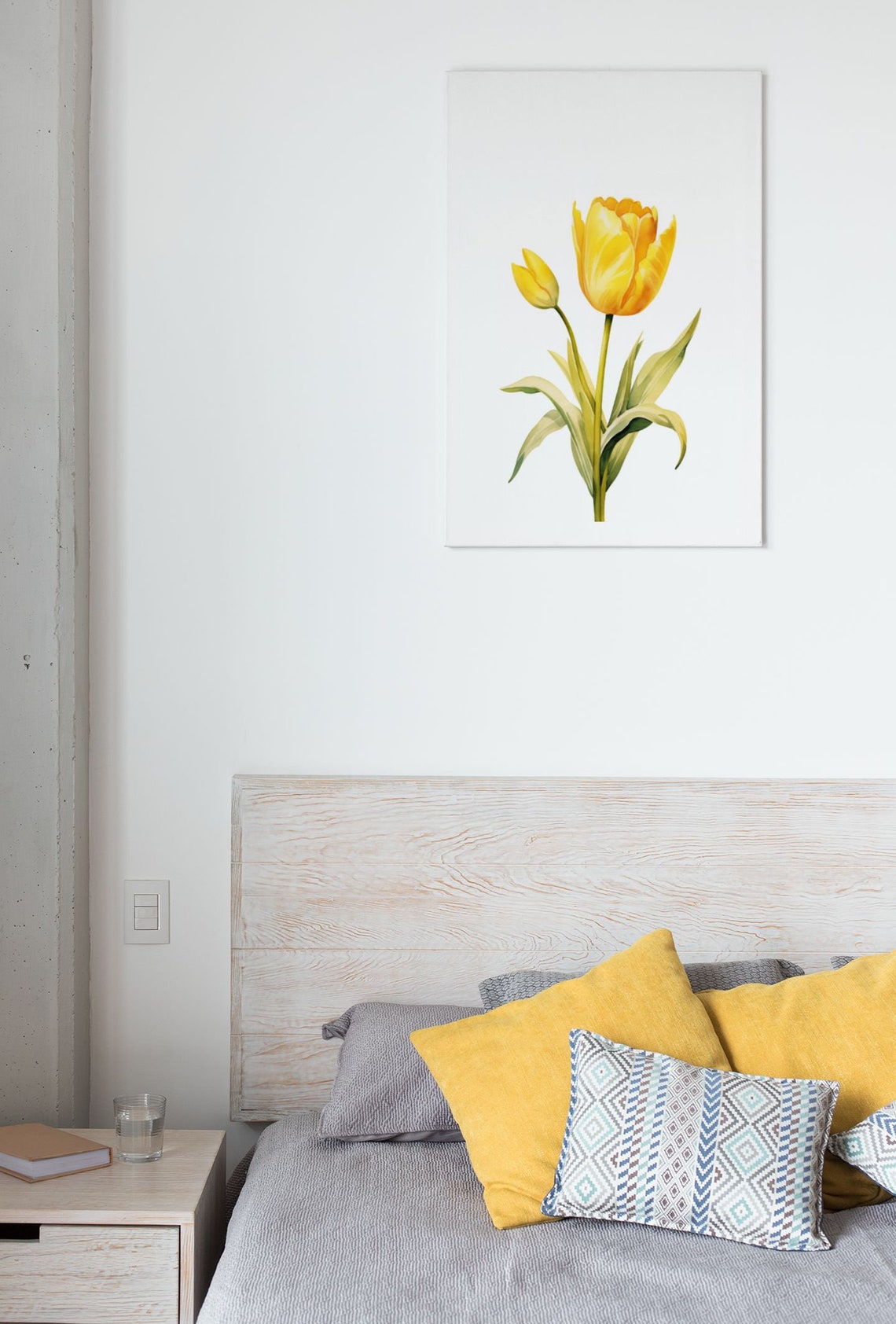 Yellow Tulip and Flower Bud Watercolour Botanical Flower Poster - Image 6