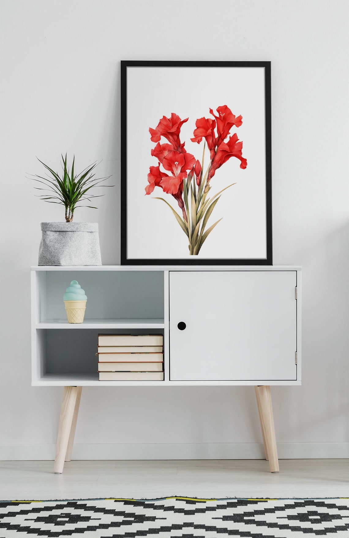 Red Gladiolus Flower Spray Watercolour Botanical Flower Poster - Image 8