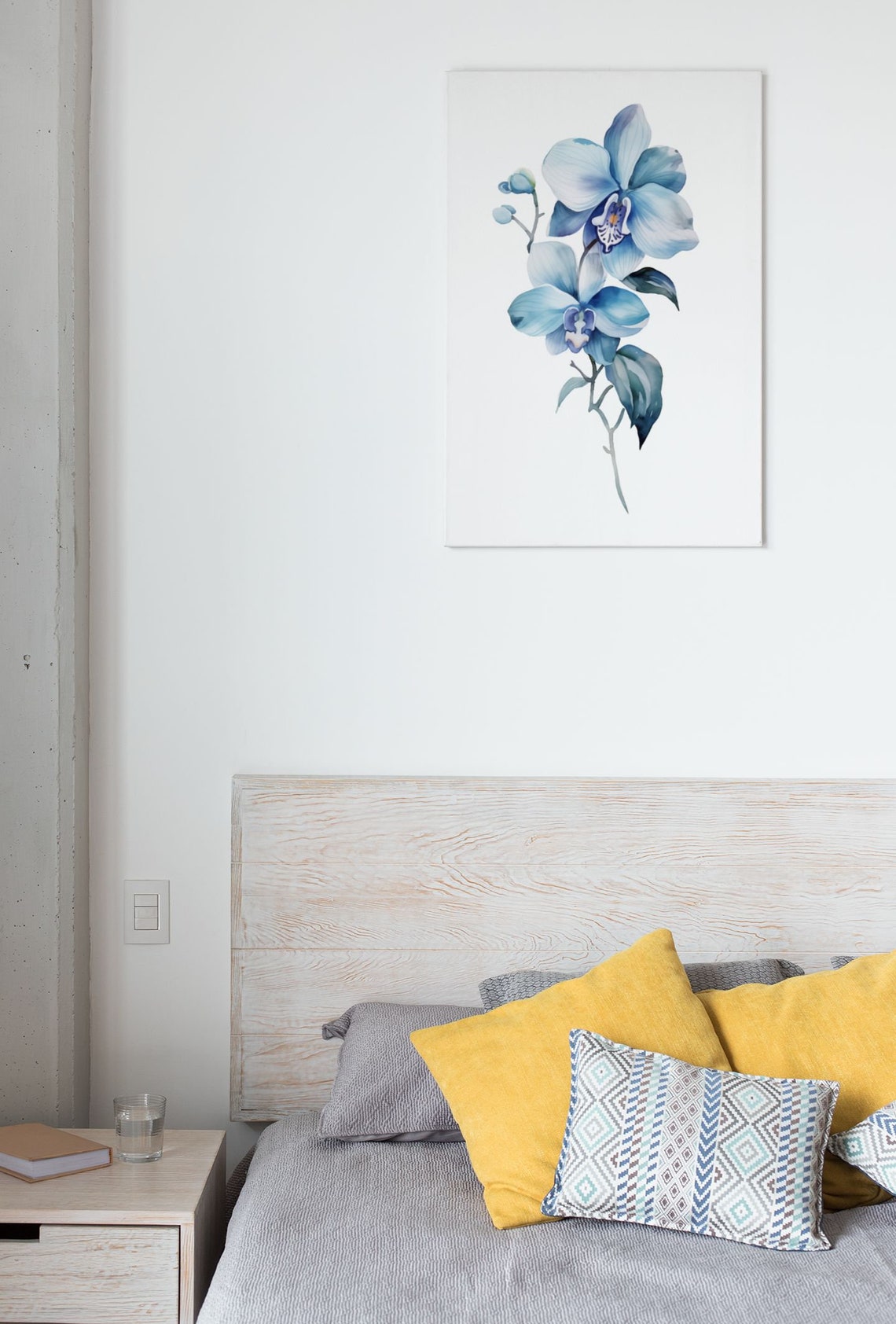 Blue Orchid Twin Blooms Serene Watercolour Botanical Flower Poster - Image 9