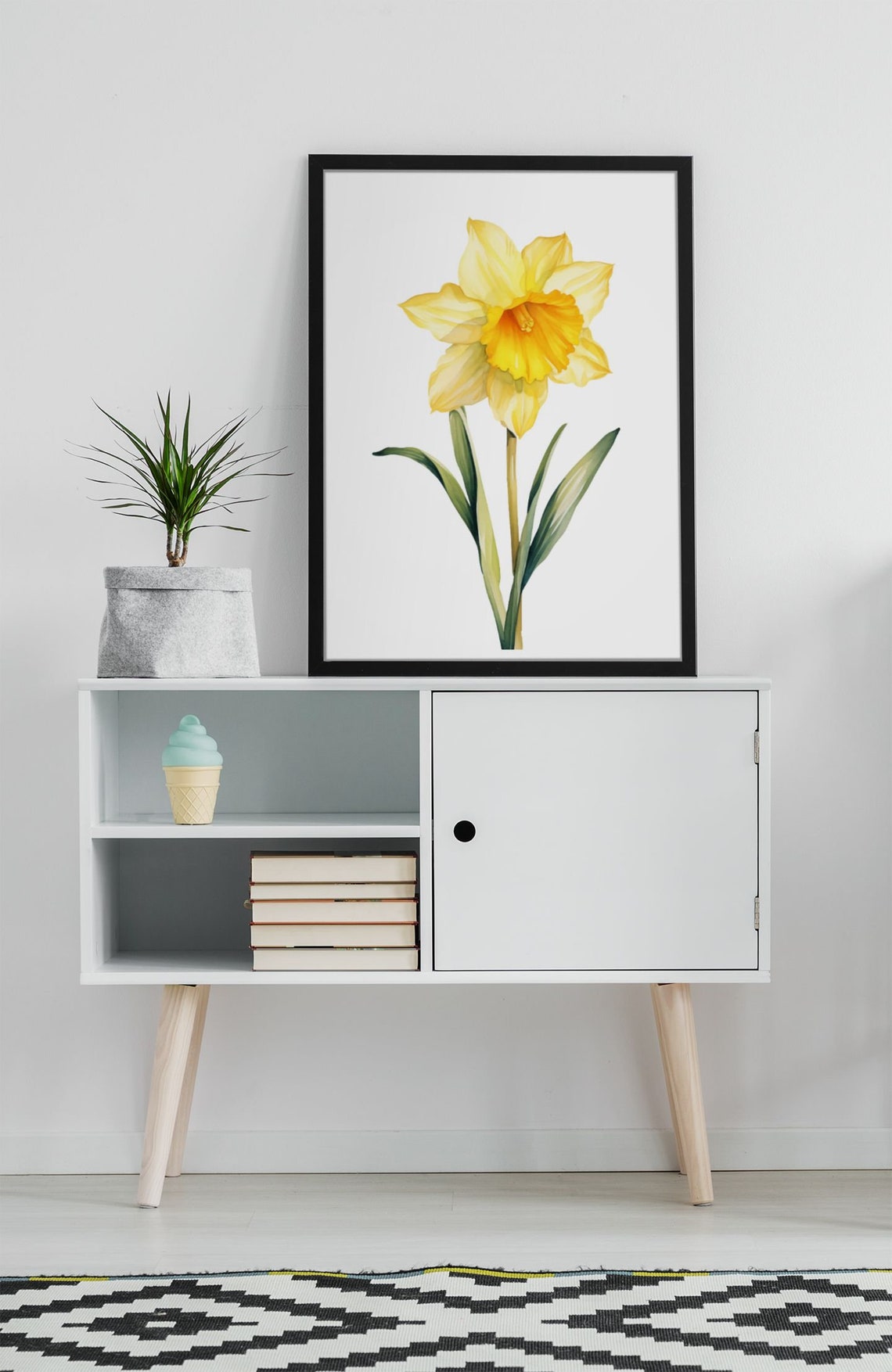 Yellow Daffodil Spring Bloom Watercolour Botanical Flower Poster - Image 6
