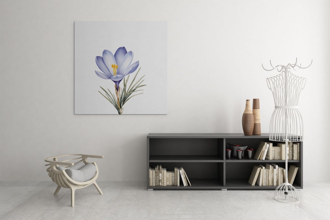Periwinkle Blue Crocus Flower Cheerful Watercolor Art Poster - Image 9