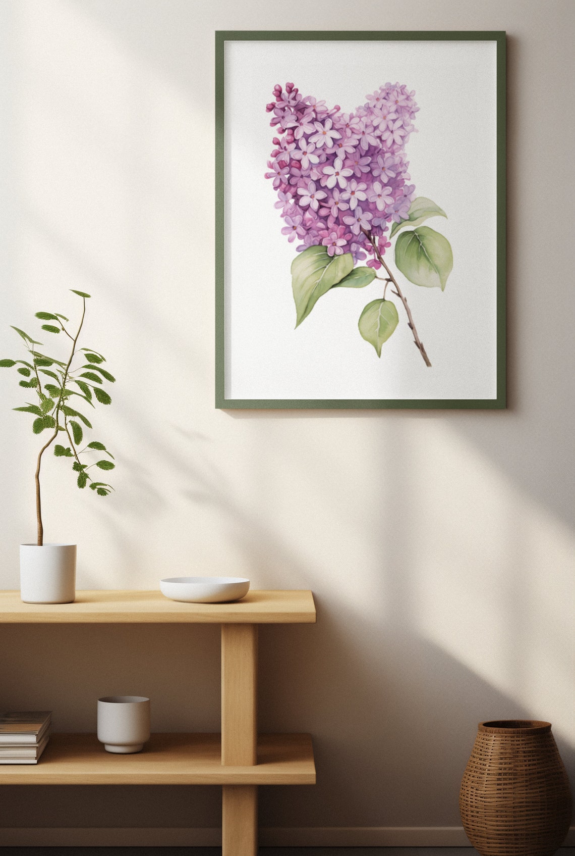 Pink Lilac Single Cluster Watercolour Botanical Flower Poster - Image 3
