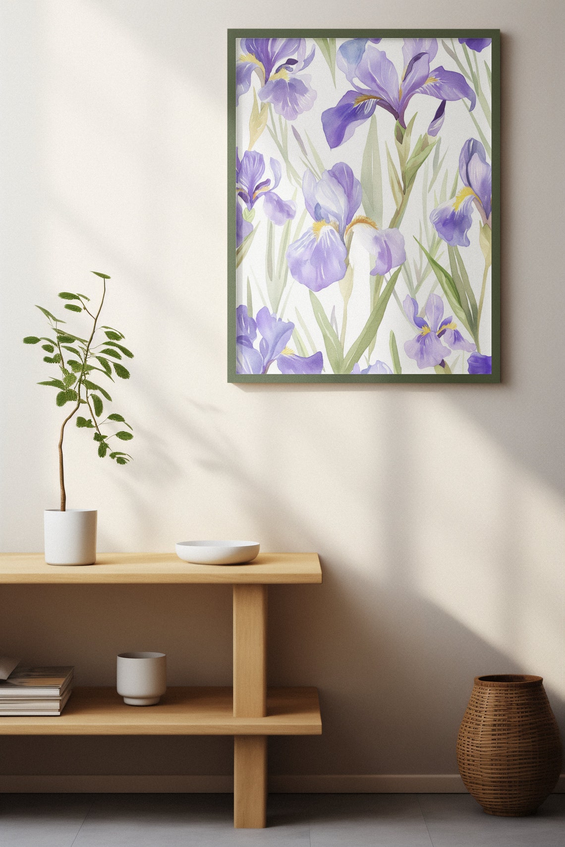 Purple Iris Blooms Graceful Watercolor Floral Botanical Poster - Image 2