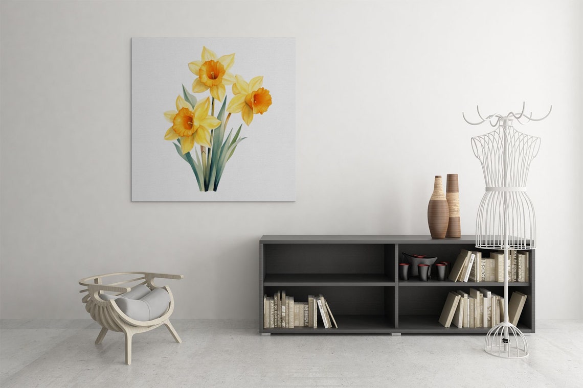 Golden Yellow Narcissus Cluster Watercolour Botanical Flower Poster - Image 7