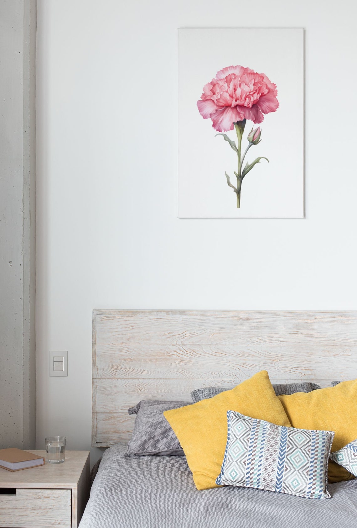 Pink Carnation and Bud Sweet Watercolour Botanical Flower Poster - Image 7