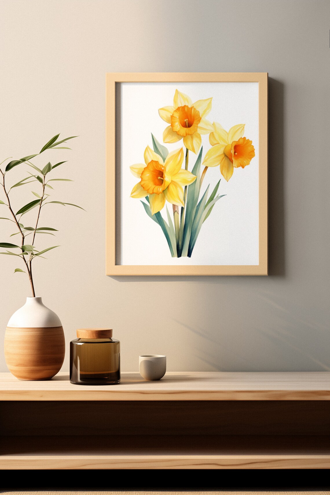 Golden Yellow Narcissus Cluster Watercolour Botanical Flower Poster - Image 2