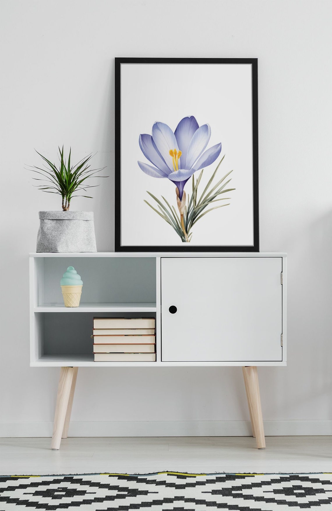 Periwinkle Blue Crocus Flower Cheerful Watercolor Art Poster - Image 6