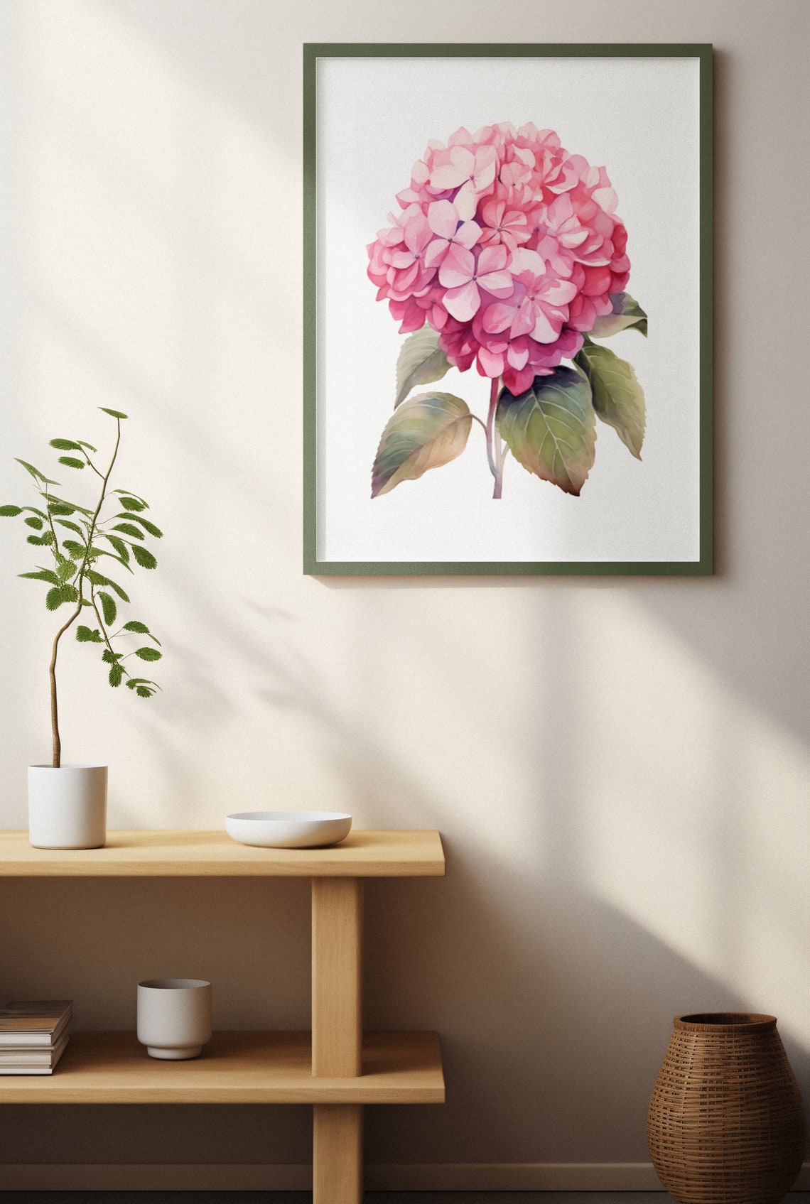 Soft Pink Hydrangea Blossom Gentle Dreamy Watercolor Art Poster - Image 4