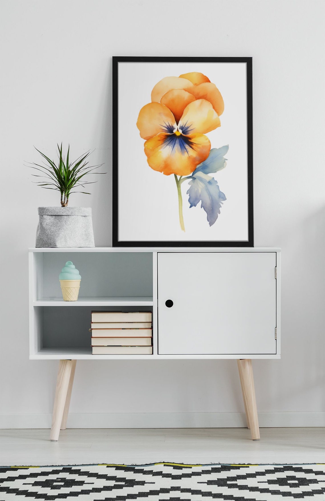 Orange Pansy Sunburst Bloom Watercolour Botanical Flower Poster - Image 9