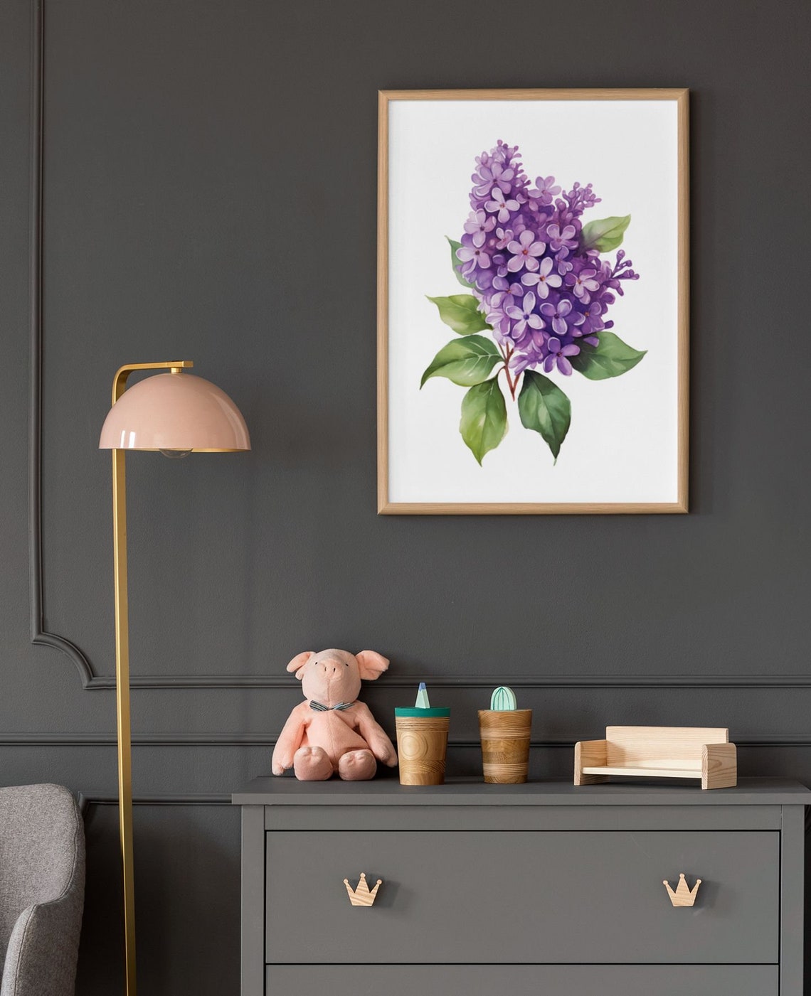 Deep Purple Lilac Cluster Watercolour Botanical Flower Poster - Image 9
