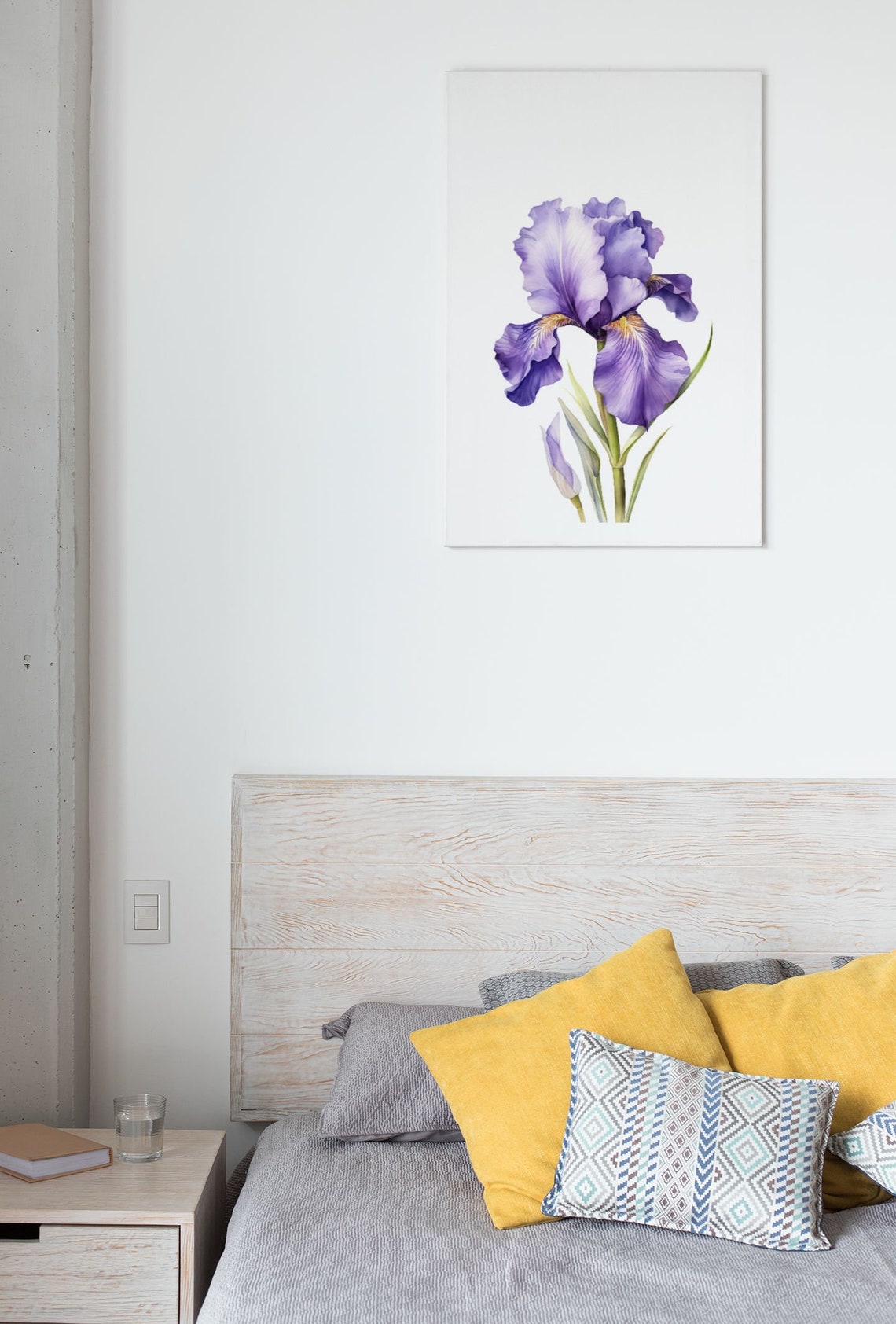 Single Purple Iris Bloom Refined Watercolor Floral Botanical Poster - Image 7