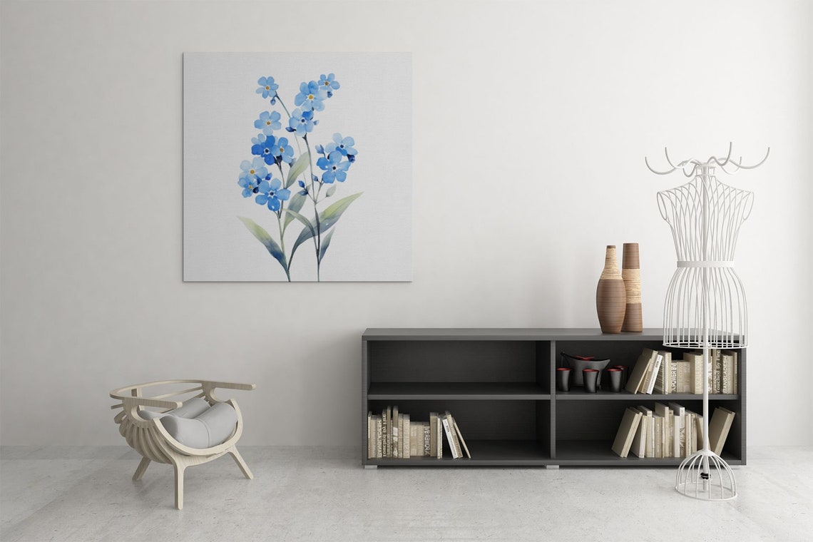 Blue Forget-Me-Not Wildflowers Charming Watercolor Art Poster - Image 6
