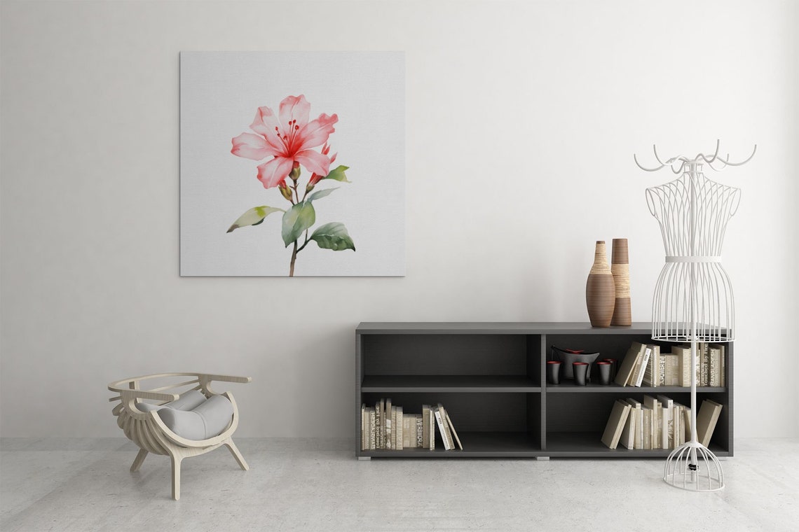Pink Azalea Single Bloom Soft Watercolor Floral Botanical Poster - Image 5