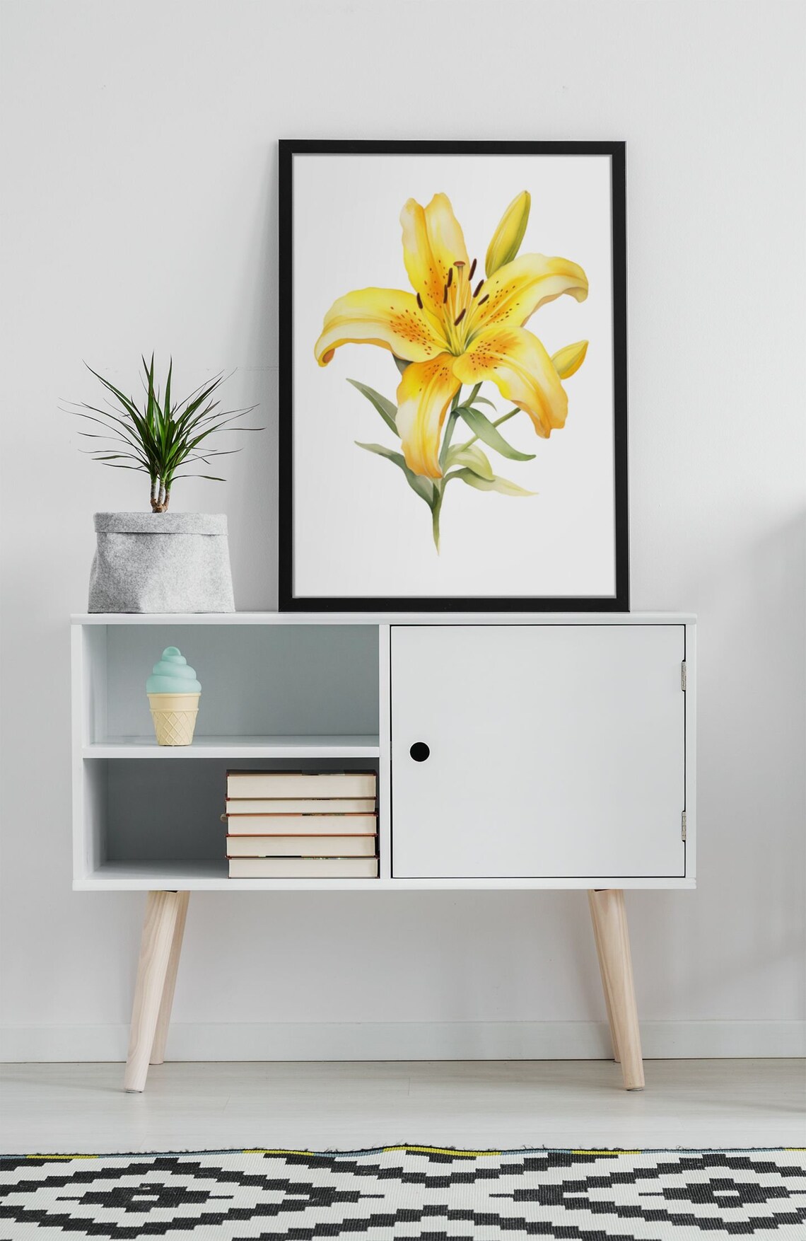 Yellow Lily Single Bloom Classic Botanical Watercolor Flower Poster - Image 9