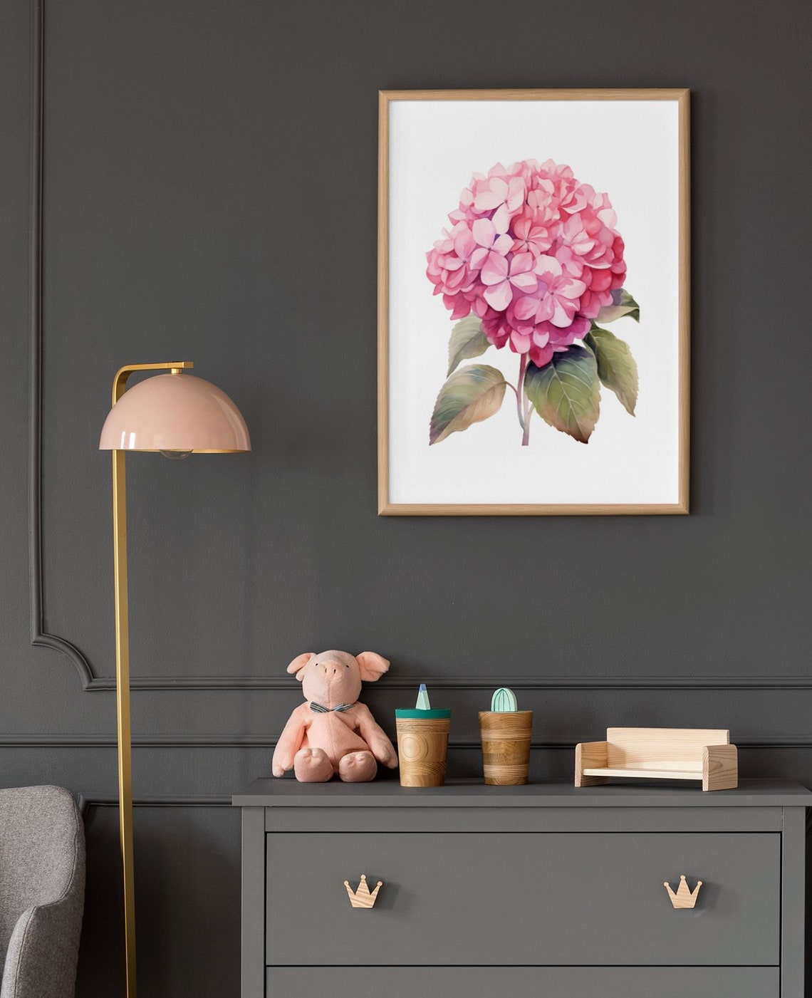 Soft Pink Hydrangea Blossom Gentle Dreamy Watercolor Art Poster - Image 8