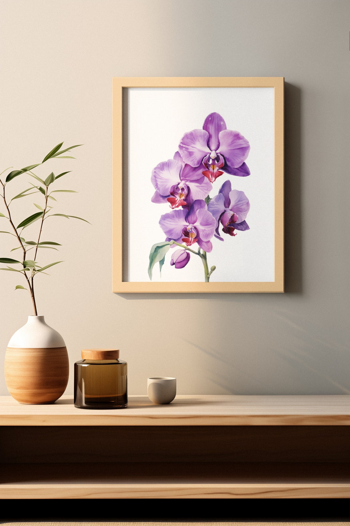 Purple Orchid Phalaenopsis Watercolour Botanical Flower Poster - Image 3