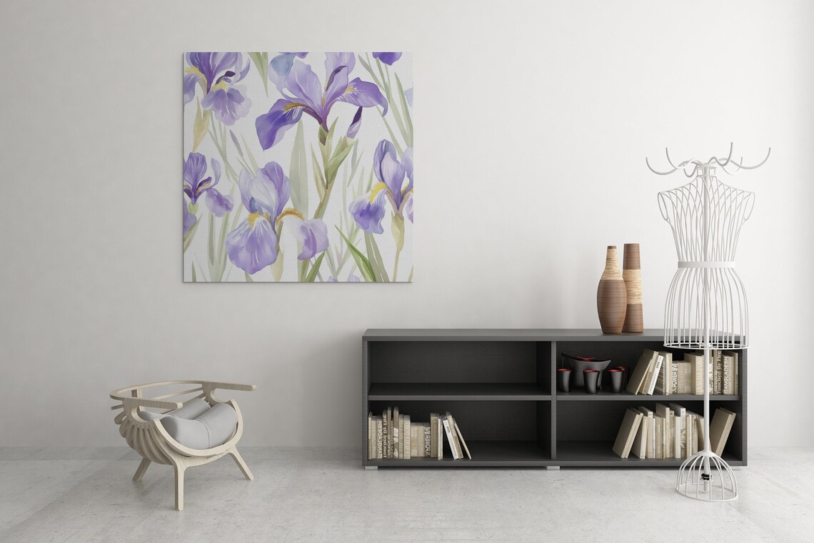 Purple Iris Blooms Graceful Watercolor Floral Botanical Poster - Image 7