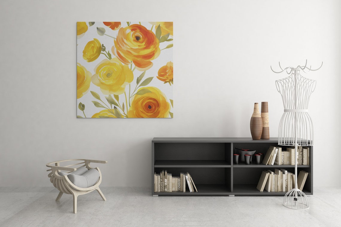 Orange Ranunculus Bloom Pattern Watercolour Botanical Flower Poster - Image 9
