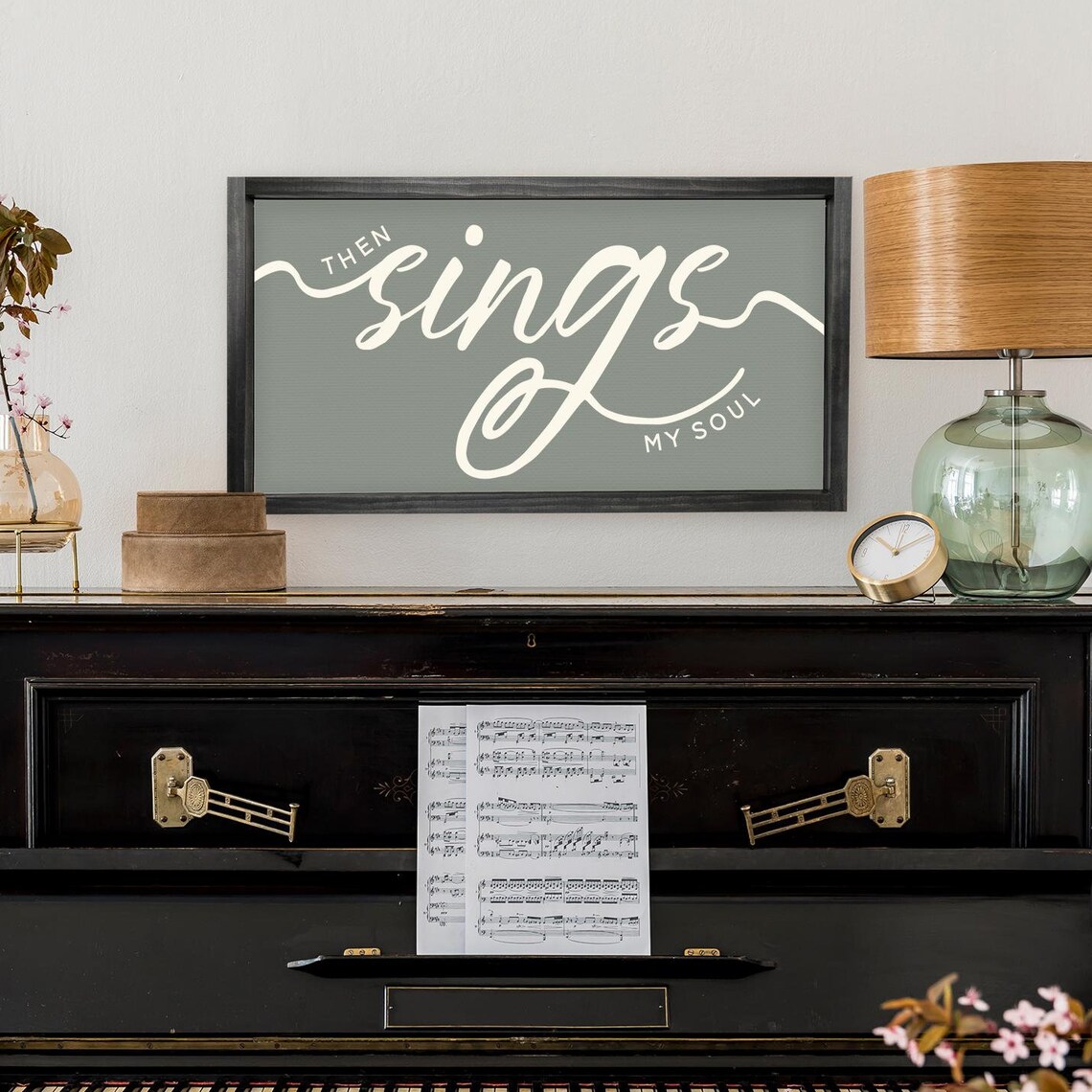 Then Sings My Soul Hymn Lyric Sage Green Christian Faith Poster