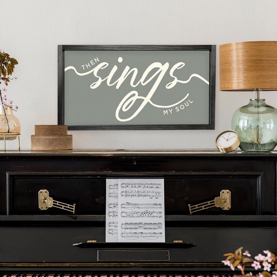 Then Sings My Soul Hymn Lyric Sage Green Christian Faith Poster