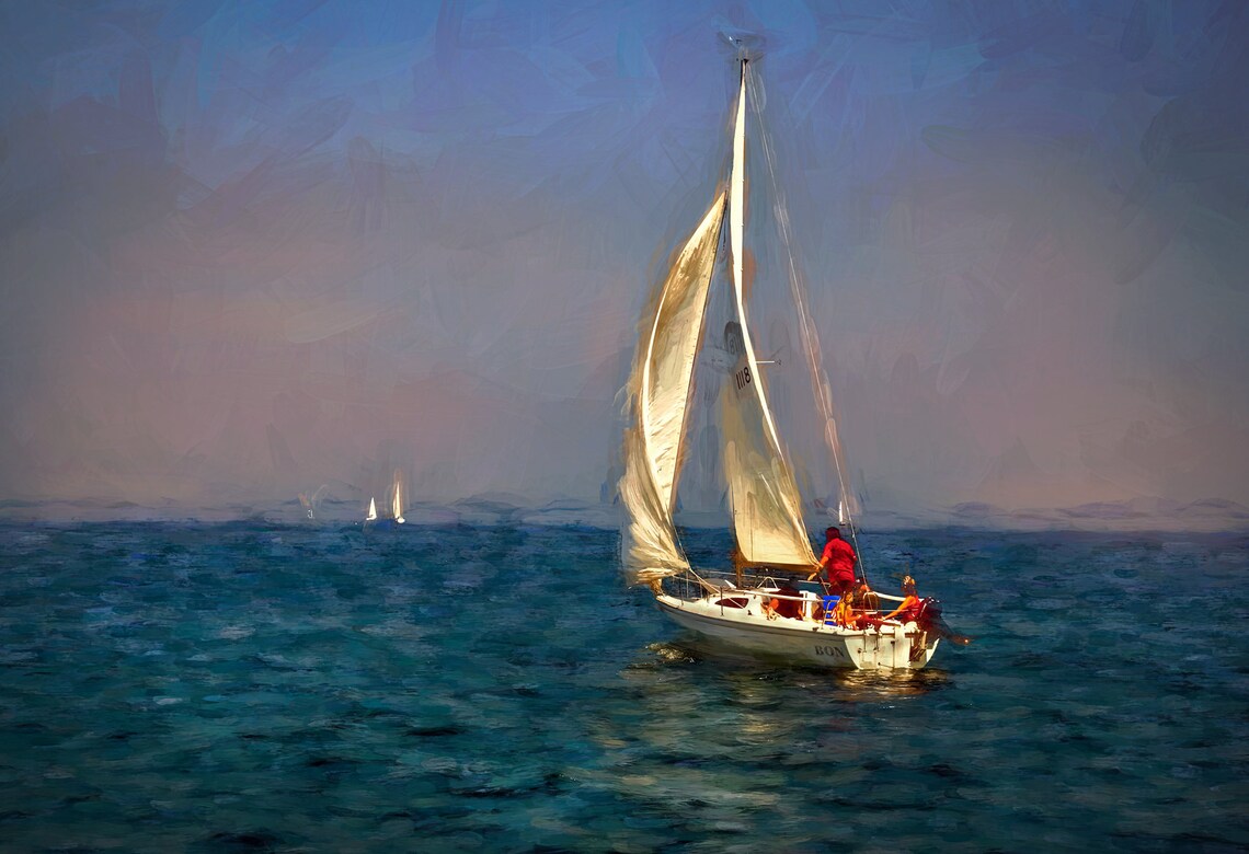 Sailboat Wall Art Coastal Art Sailboat Print Sailboat Sailboat Art Sailing Art Print Sailboat Painting Seascape Print