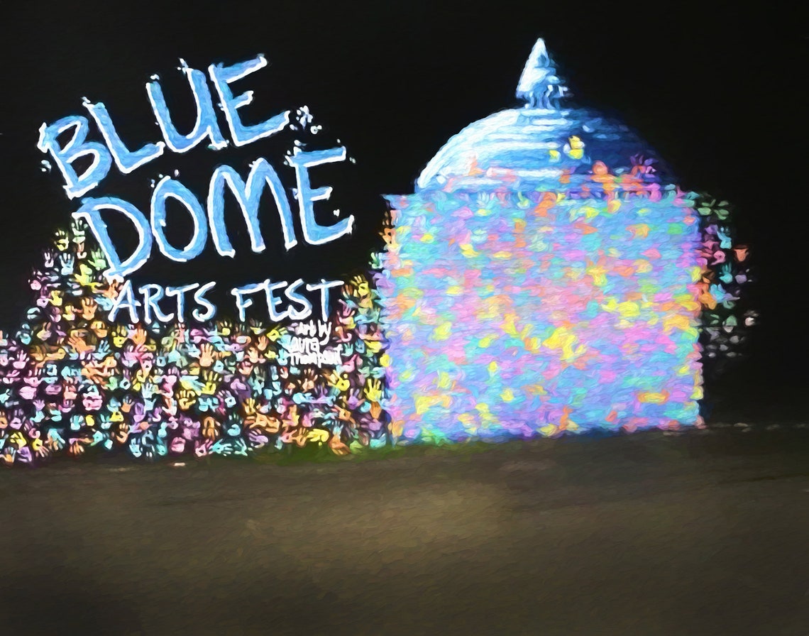 Tulsa Blue Dome Arts Fest Mural Night Handprint Street Art Poster
