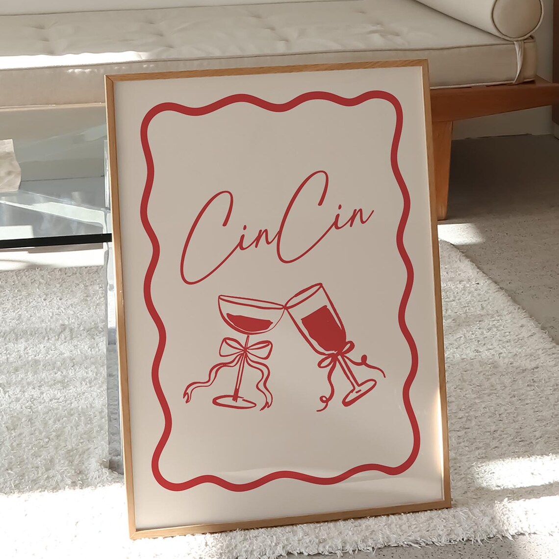 Cin Cin Holiday Cocktail Print, Retro Christmas Decor