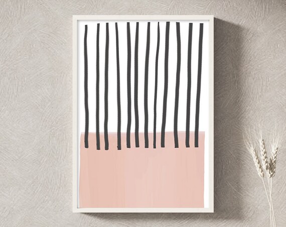 Minimalist Painting Peach Pink Print Boho Decor Abstract Print Wall Art Geometric Print Print Neutral Wall Art