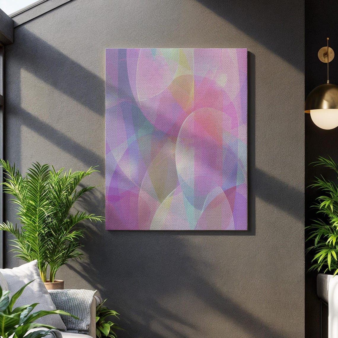 Pastel Abstract Geometric Overlap Circles Minimal Canvas Wall Art