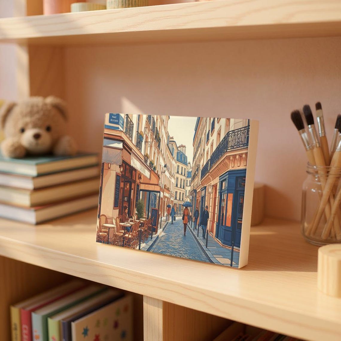 Paris Street Rainy Cafe Paint By Numbers Poster Kit French Cityscape
