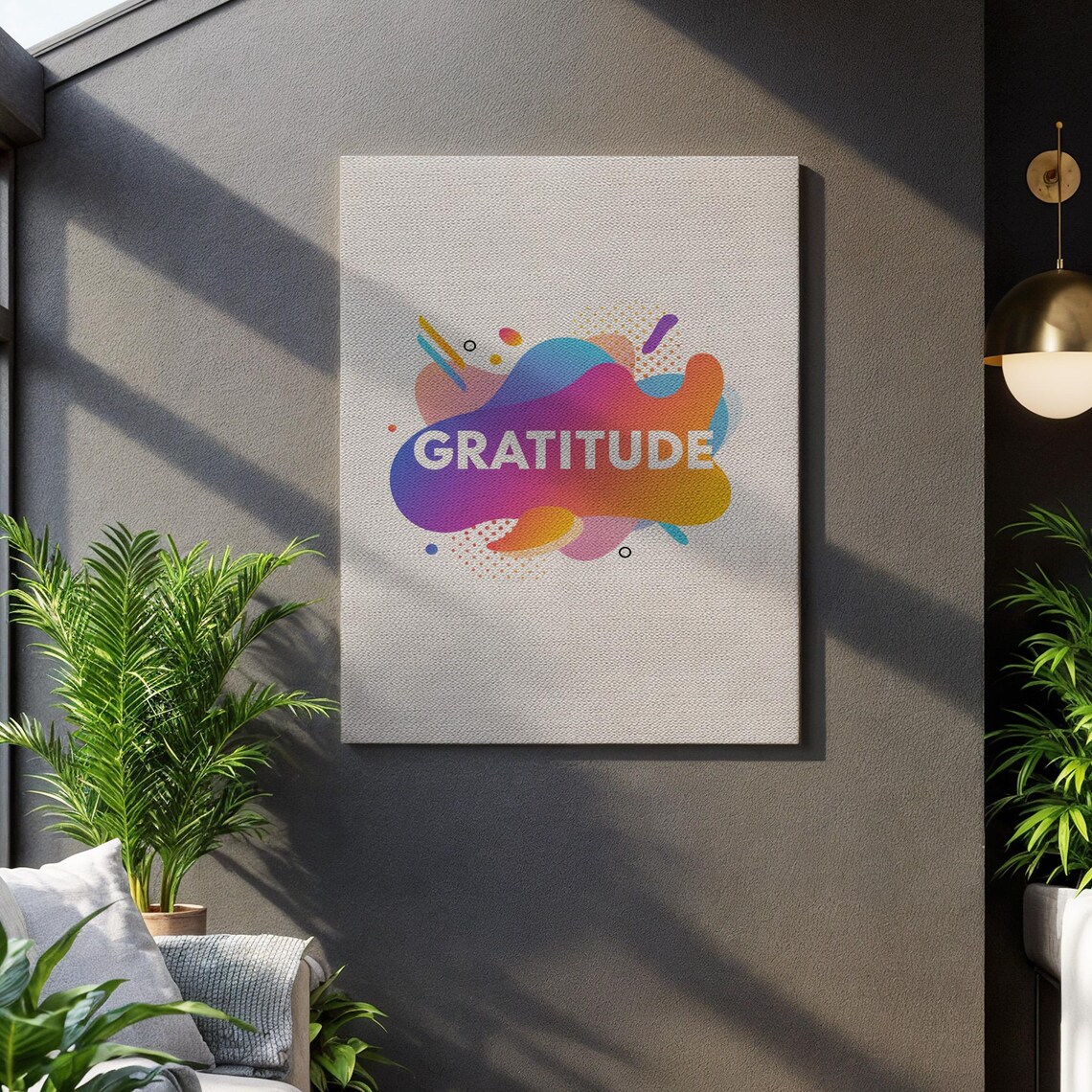 Gratitude Colorful Abstract Fluid Shapes Positive Affirmation Wall Print