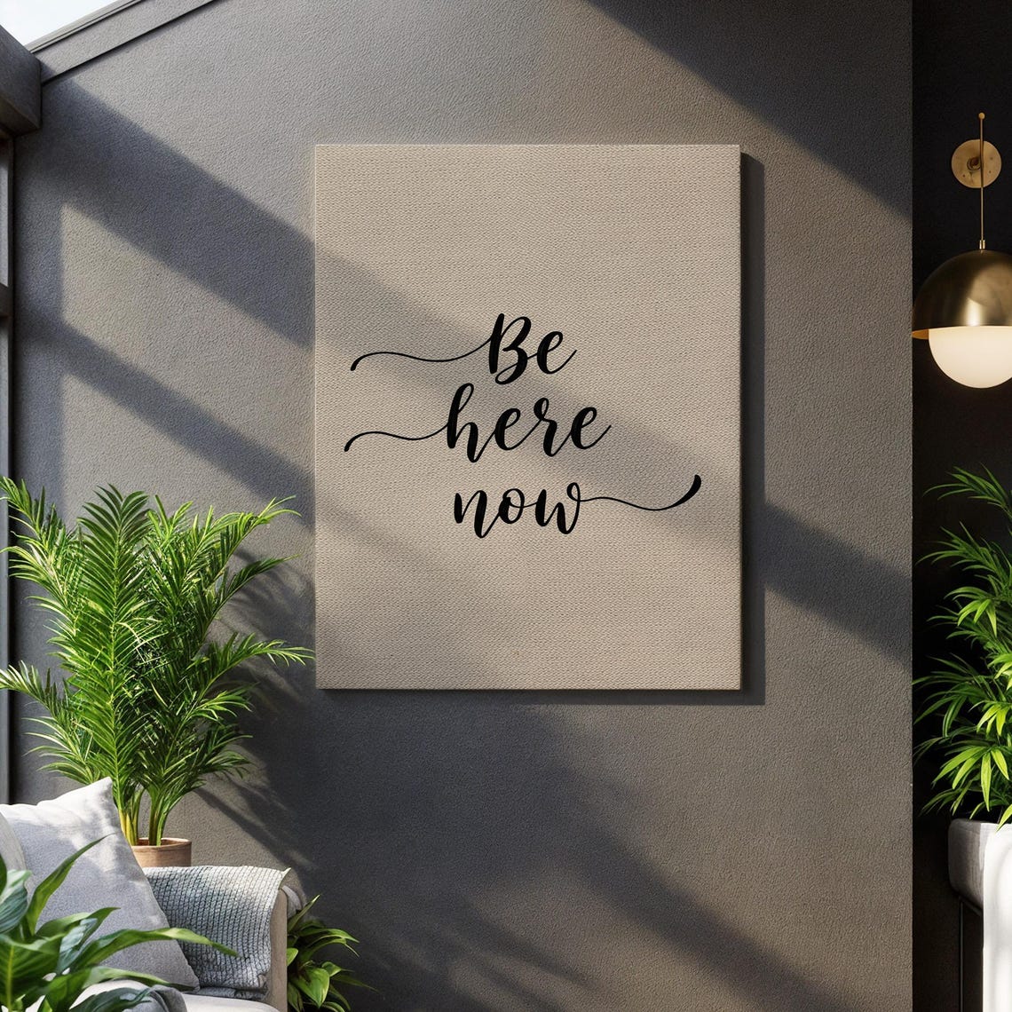 Be Here Now Inspirational Quote Statement Framed Motivational Showcase Peaceful Typography Display Zen Home Gift Mindful Essence Motif