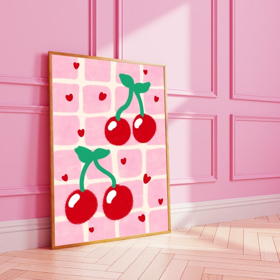 Painting Style Cherries Wall Print Cherry Art Pretty Poster A3 A4 8x10 A5 5x7