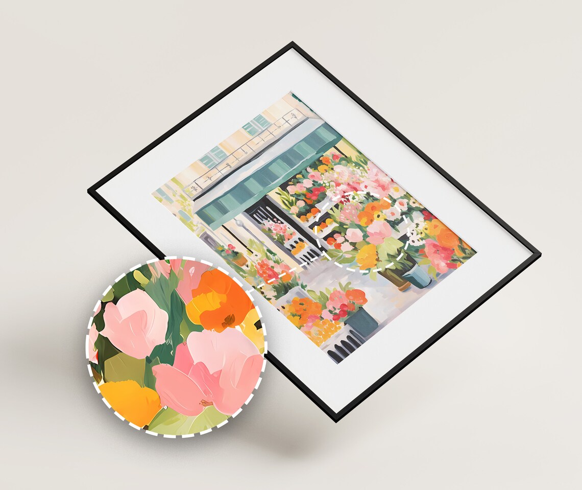 Paris Flower Shop Colorful Flower Market Impressionist Art Poster - Image 2