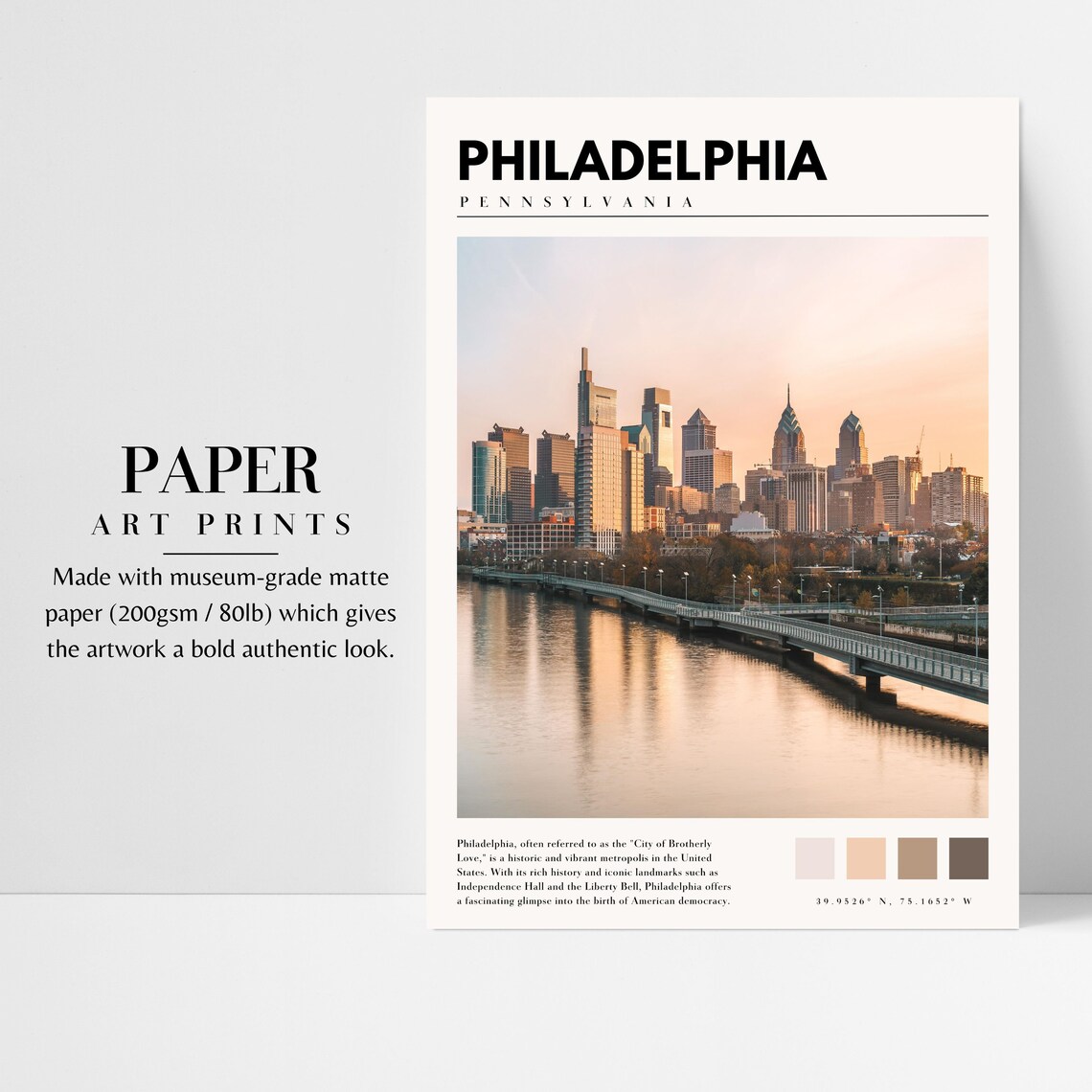 Philadelphia Pennsylvania Travel Poster, Wall Art Print - Image 3