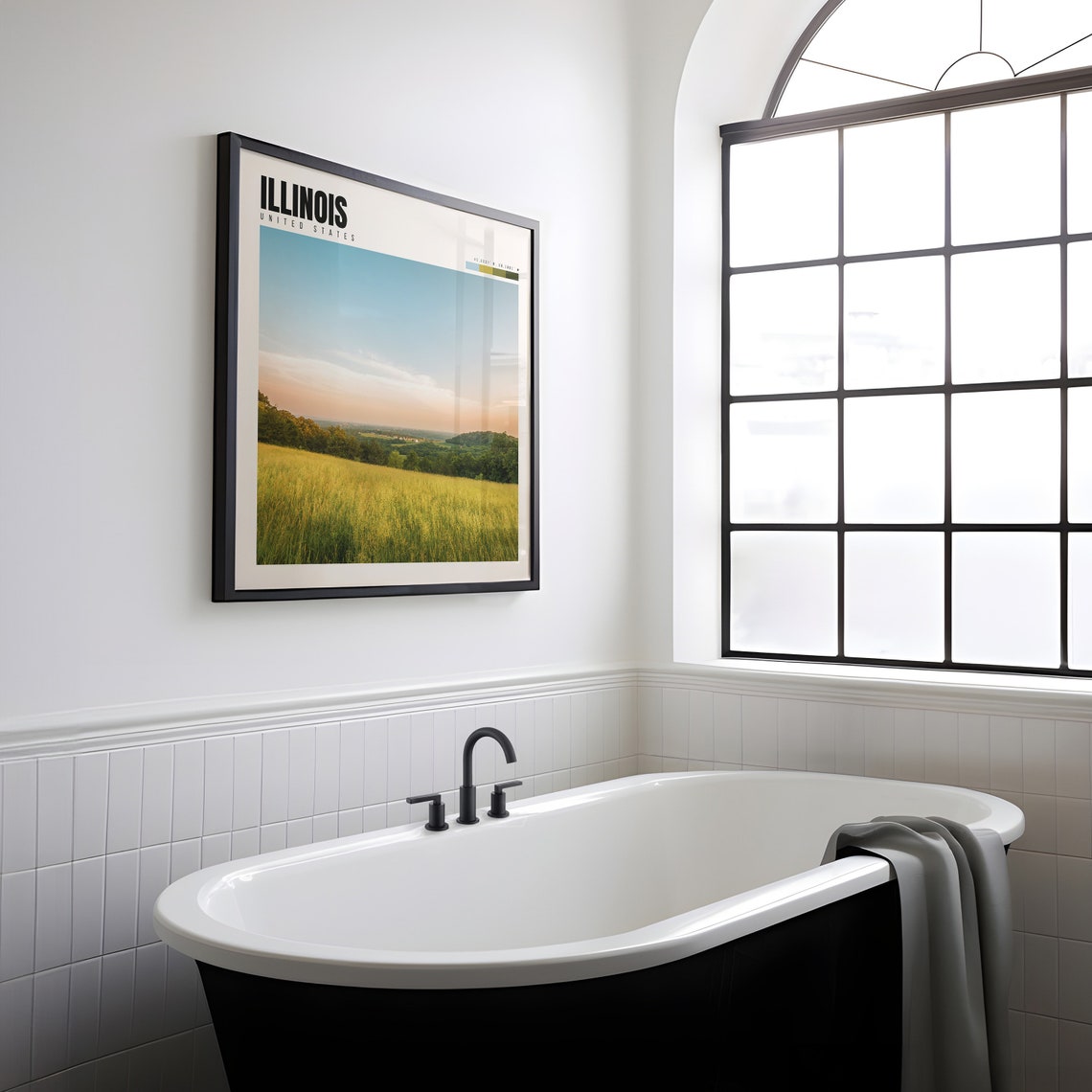 Illinois Golden Prairie Grassland Sunset Hills Valley View Poster - Image 2