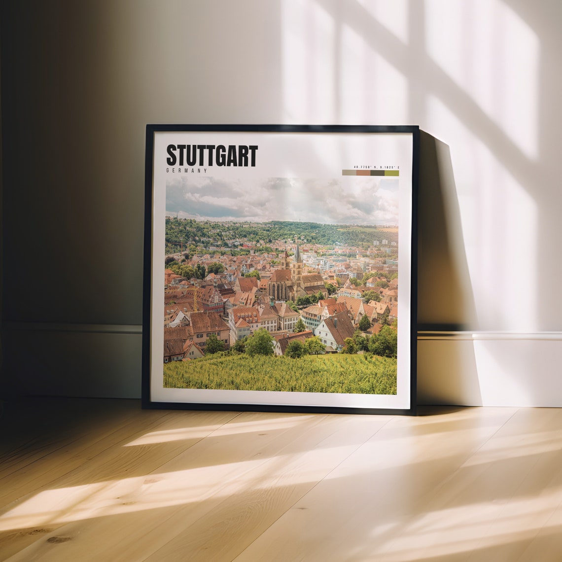 Stuttgart Germany Old Town Vineyards Panorama Hills Church View Poster - Image 3