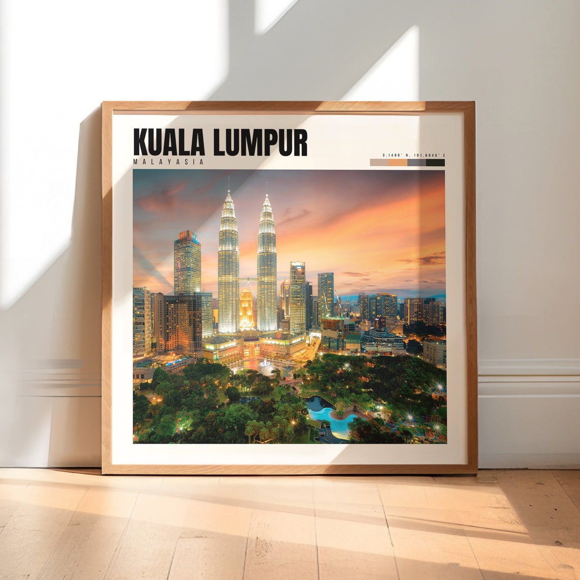 Kuala Lumpur Petronas Twin Towers at Sunset Skyline View Poster