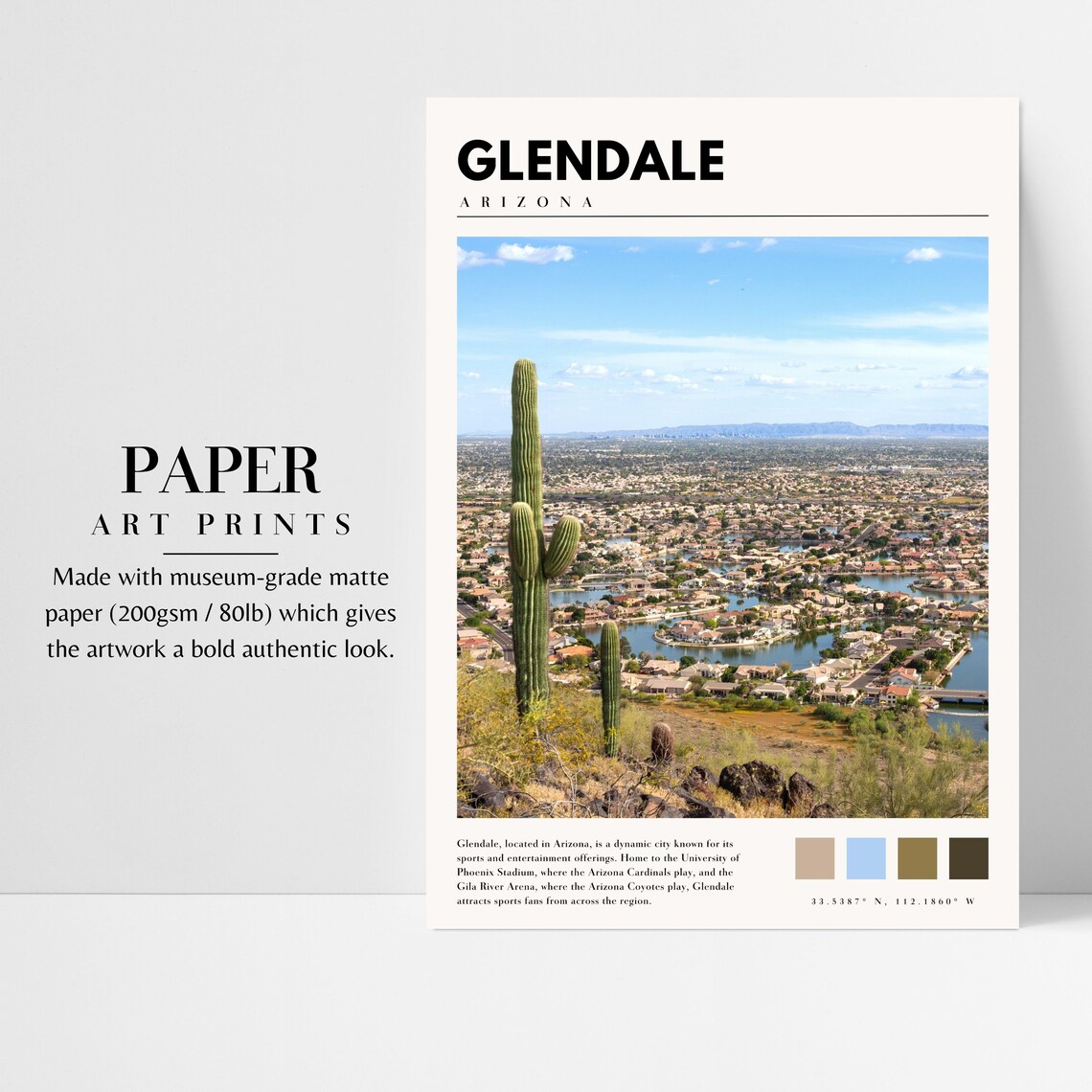 Glendale Arizona Travel Poster, Home Decor Art - Image 3