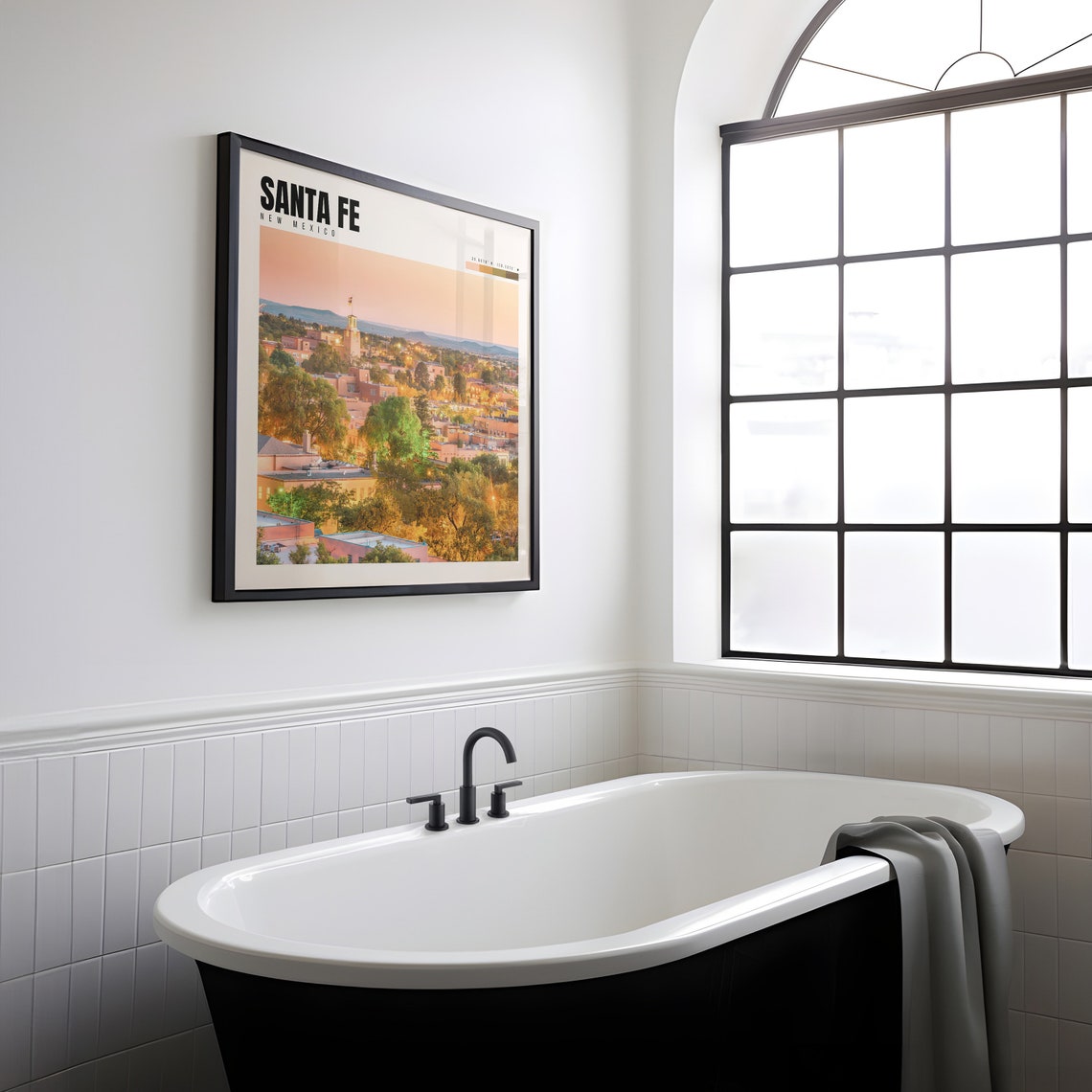 Santa Fe New Mexico Evening Adobe Cityscape at Sunset Poster - Image 2
