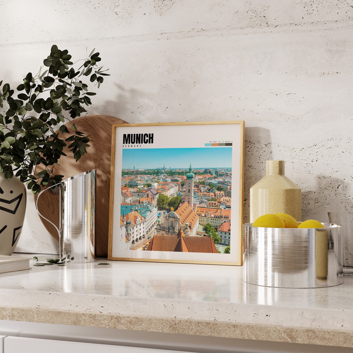 Munich Germany Old Town Aerial View with Church Tower Poster - Image 4