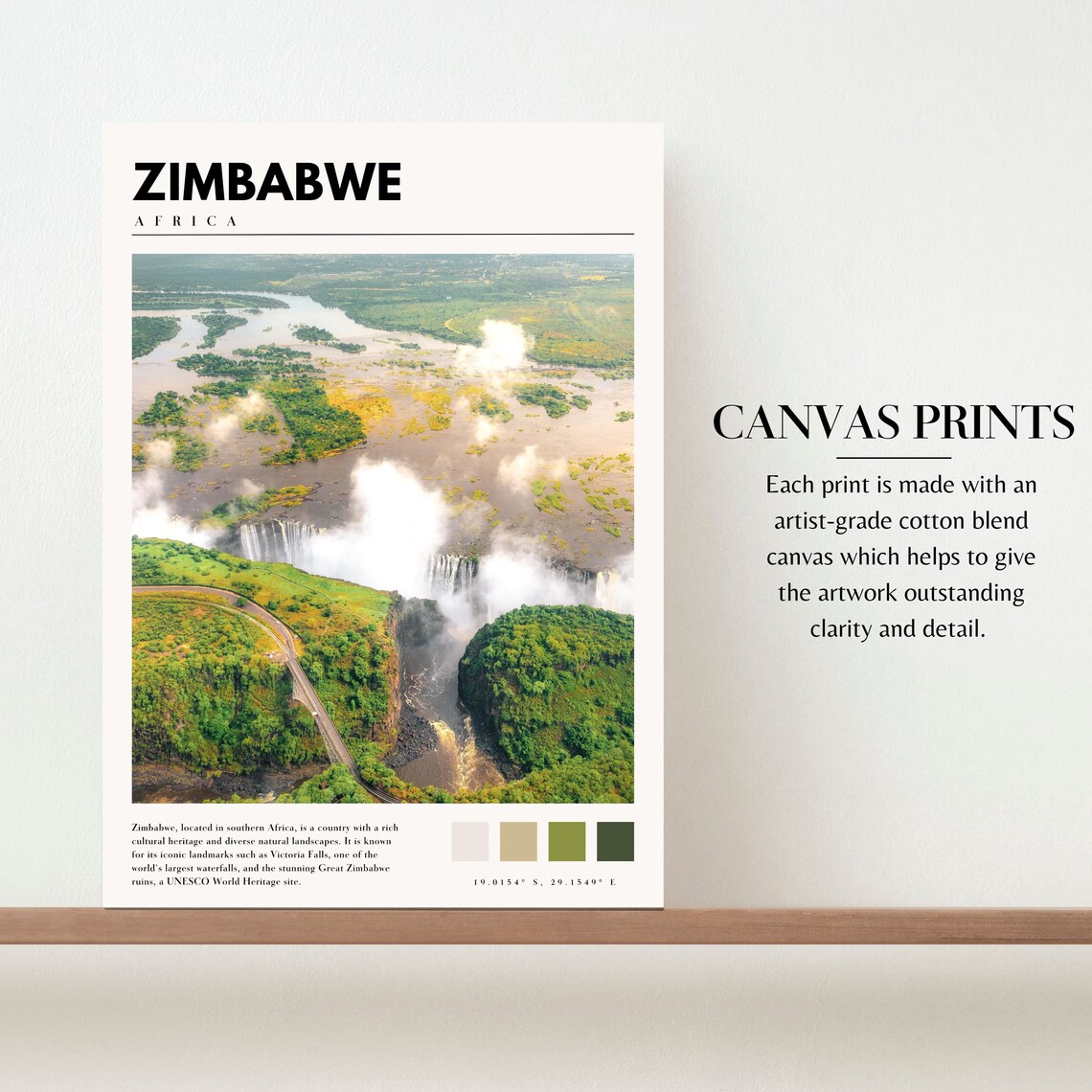 Zimbabwe Africa Victoria Falls Mist Aerial Zambezi River Travel Poster - Image 2