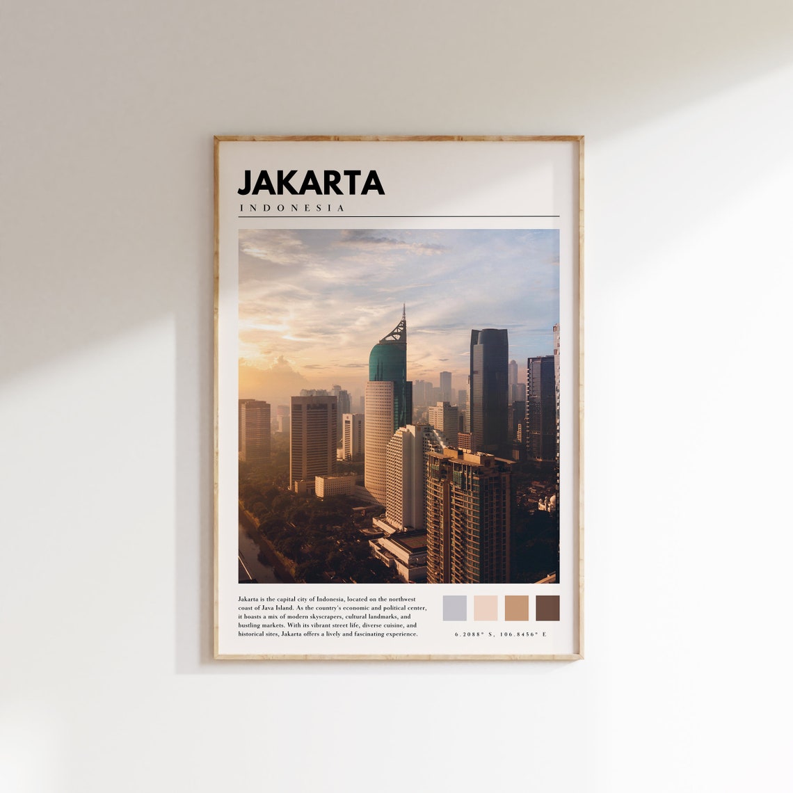 Jakarta Indonesia Downtown Skyline Golden Hour Skyscraper Poster