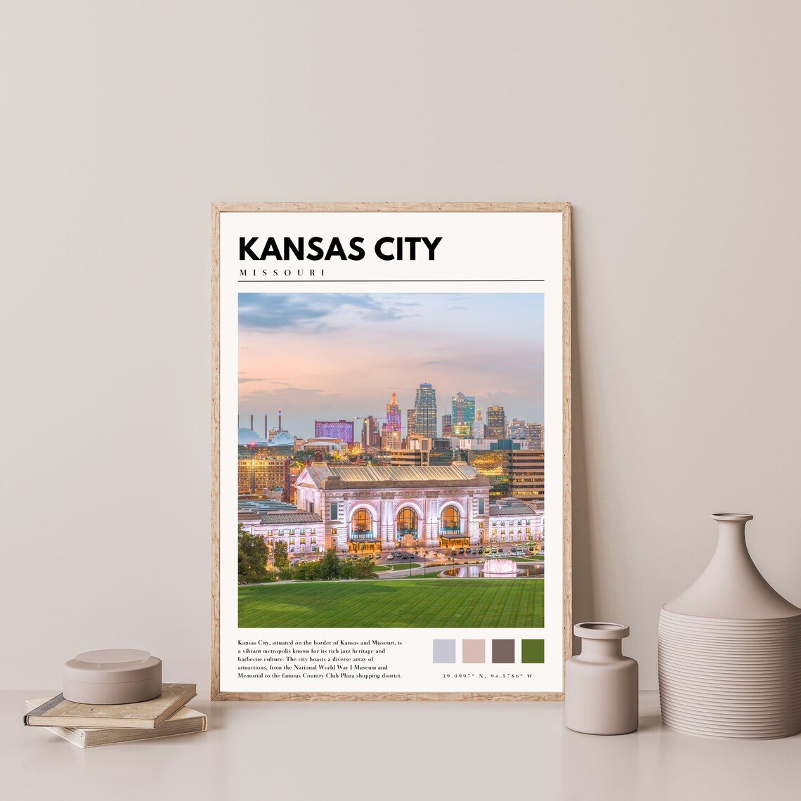 Kansas City Missouri Union Station Sunset City Skyline Travel Poster - Image 4