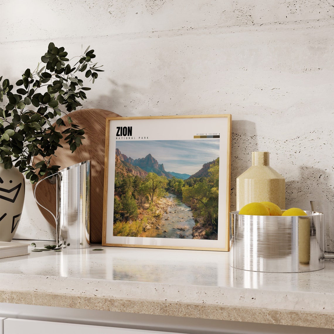 Zion National Park River Valley Red Rock Cliffs Daytime Poster - Image 3