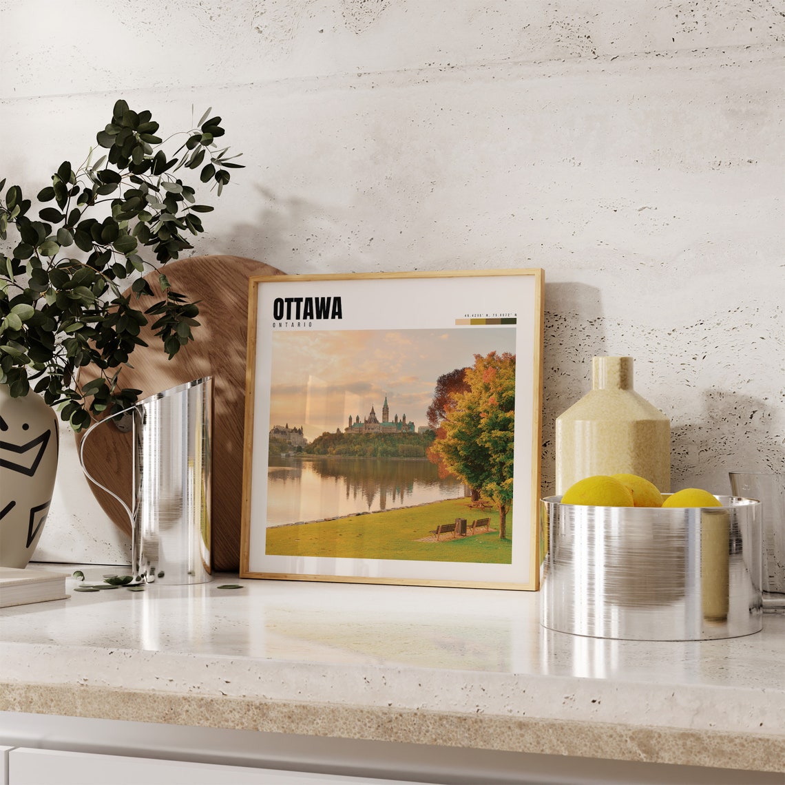 Ottawa Autumn Poster with Parliament Hill and Fall Foliage Lake View - Image 4